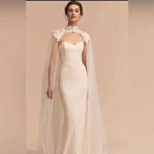 Elegant Cream Cape Gown